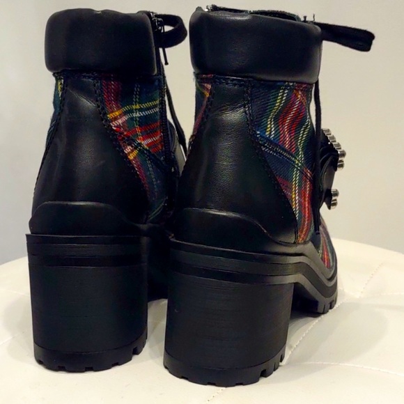 New GB
Pop-Star Plaid Rhinestone Buckle Lug Sole Booties - Picture 13 of 14